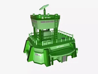 SciFi Facility B06 Green - Sci Fi Exterior Design Low-poly 3D model
