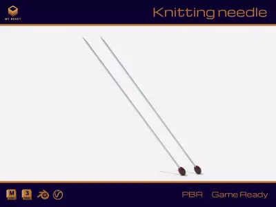 Knitting needle Low-poly 3D model
