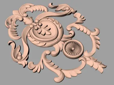 Bed door flower 3D relief STL model for CNC engraving E549 3D model