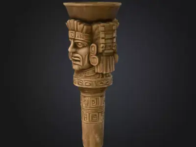 Aztec Stone Chalice Low-poly 3D model
