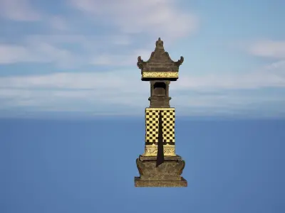 Penunggun Karang Balinese Guardian Statue 3D model