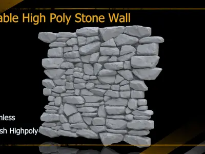 Tileable Stone Wall High Poly for Seamless Texture 3D model