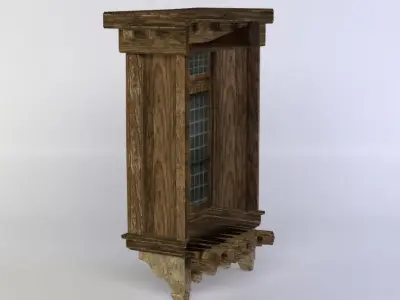 Window wooden cabinet Low-poly 3D model