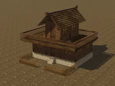 Medieval house eight 8 Low-poly 3D model