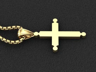 High Cross Pendant Light Gold 18K 3CP055 3D model
