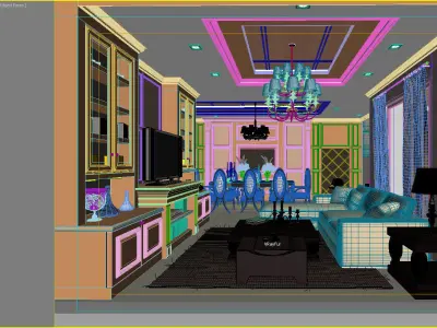 Light brown living 3D model