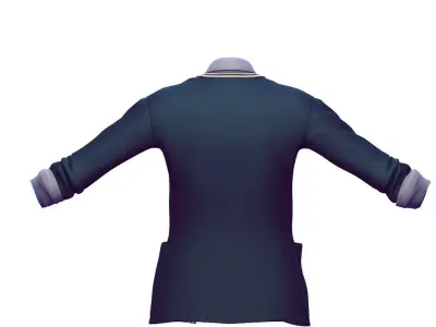 Cartoon High Poly Subdivision Blue Jakets Shirt 3D Model Low-poly 3D model