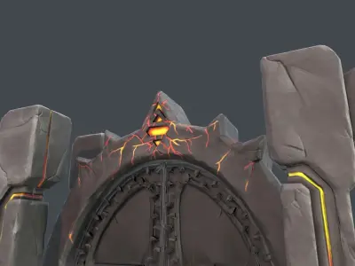 Boss Door stylized videogame asset Low-poly 3D model
