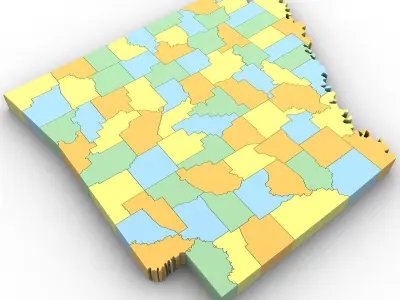 Arkansas Political Map 3D model