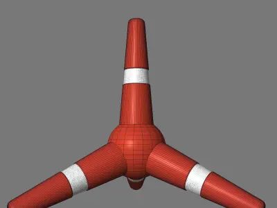 Police Cone  x4 Tetrapodos 3D model
