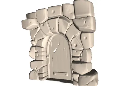 Medieval Stone Door 5 3D print model