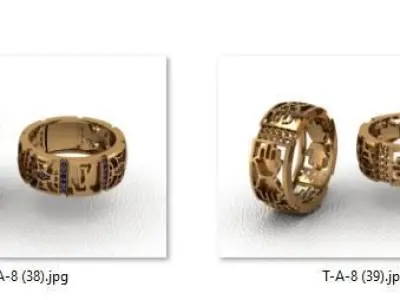 alans ring 40 pieces drawing 3d rihone drawing ring rings 3D print model