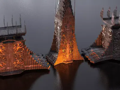 Norse Gods Engraved Dark Tower 3  3D model