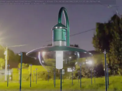  Street Light -7- Moss Green Version - For Walls Low-poly 3D model