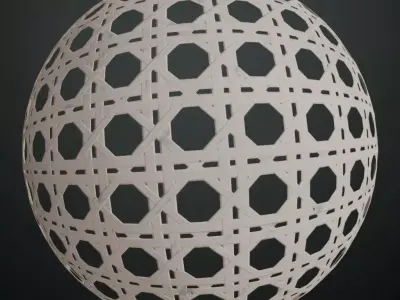 White Painted Octagonal Rattan Cane Weave PBR Texture