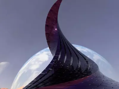 Twisted Layered Tower Futuristic 3D model