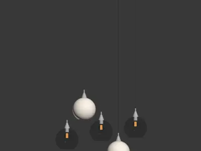 Firefly 5 bulb black pendant light 3D model