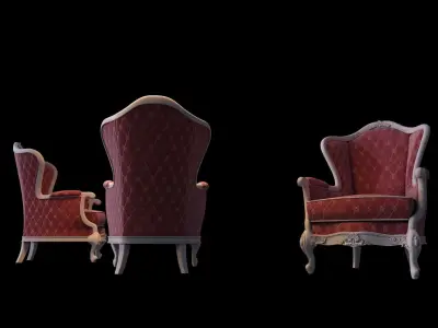 Chair pair of armchairs 3D model