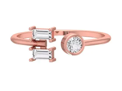 Three Stone Light Weight Band Ring 3D print model buy