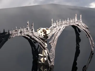 Ancient Hyborian Cult tower bridge 3D model