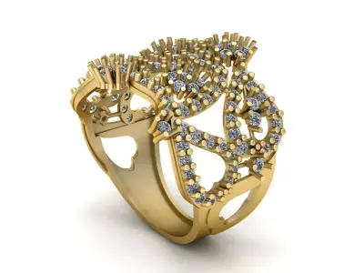 Luxury Openwork Diamond Ring  High-Detail 3D Printable  3D print model