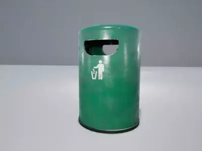 Round Trashcan Low-poly 3D model