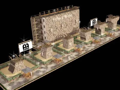 3D model of rock climbing and rappelling site with full details 3D model