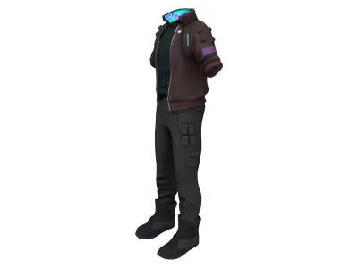 Men Full Cyberpunk Cool Combat Outfit Low-poly 3D model