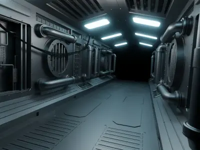 Sci-fi Corridor starter file Low-poly 3D model