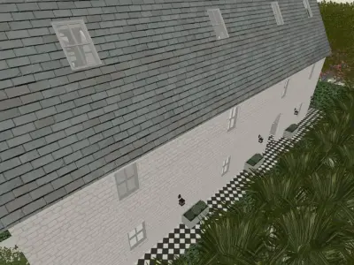 Mansion house with pool and tennis court 3D model