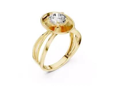 Oval Halo Diamond Modern Split Shank Gold Engagement Ring CAD 3D print model