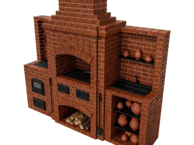 BBQ brick oven 3D model