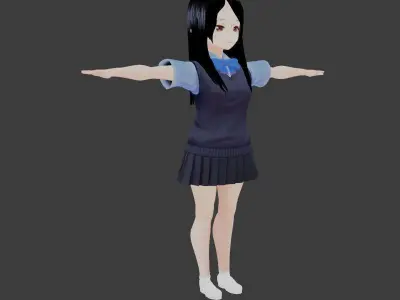 SciFi 3d anime kawaii girl character c12 Low-poly 3D model