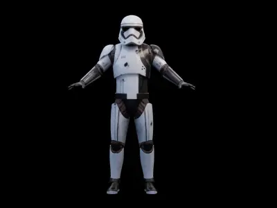 Storm Trooper rigged PBR game character Low-poly 3D model