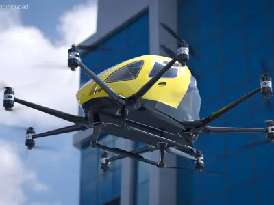  Urban Air Mobility Drone Vehicle Yellow 