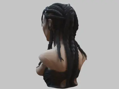 BEautiful Nude WOman SCi Fi HR Giger Style HEad Bust Low-poly 3D model