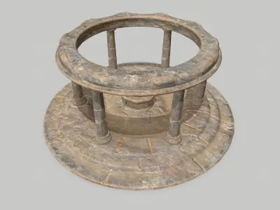 Altar Set stone fountain Low-poly 3D model