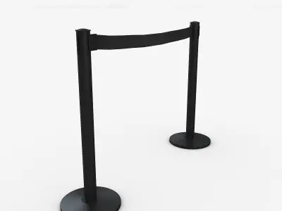 3D Airport Stanchions Black Short 3D model