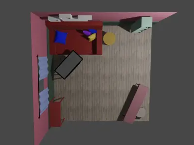 Isometric Room and Furniture Pack 17 Model Low-poly 3D model