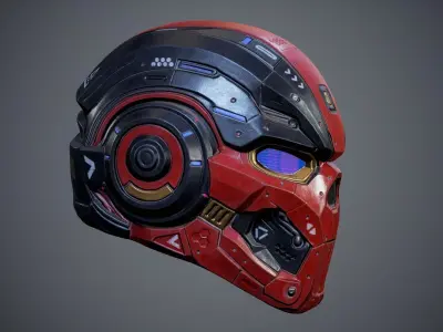 Sci-Fi Helmet p01 Low-poly 3D model