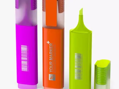 Highlighter Markers Free low-poly 3D model