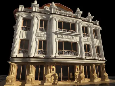 3D model of a residential villa with full details 3D model
