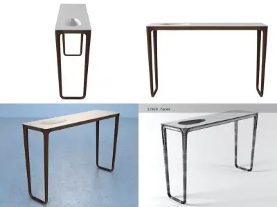Luna four different tables with top and wooden legs 3D model