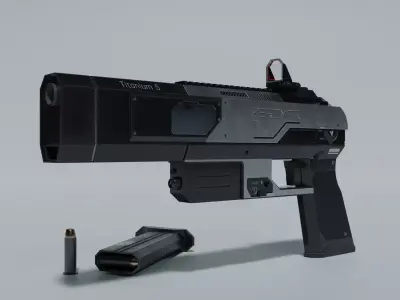 Sci-fi pistol Low-poly 3D model