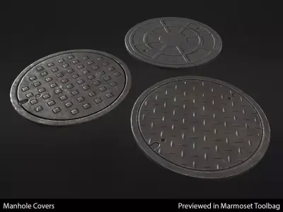 Manhole Covers - In-Game Ready Low-poly 3D model