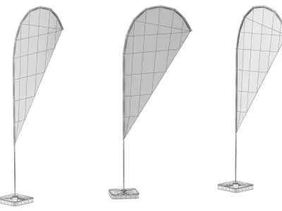Flag Banners collection 3D model