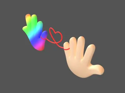 Hand with Red Line Icon v1 039 Low-poly 3D model