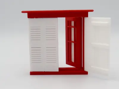 Functional Double windows with shutters  3D print model