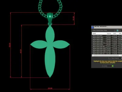 Light Gold 18K Cross Pendant 1CP080 3D print model