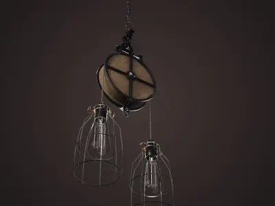 Industrial pulley lamp 3D model